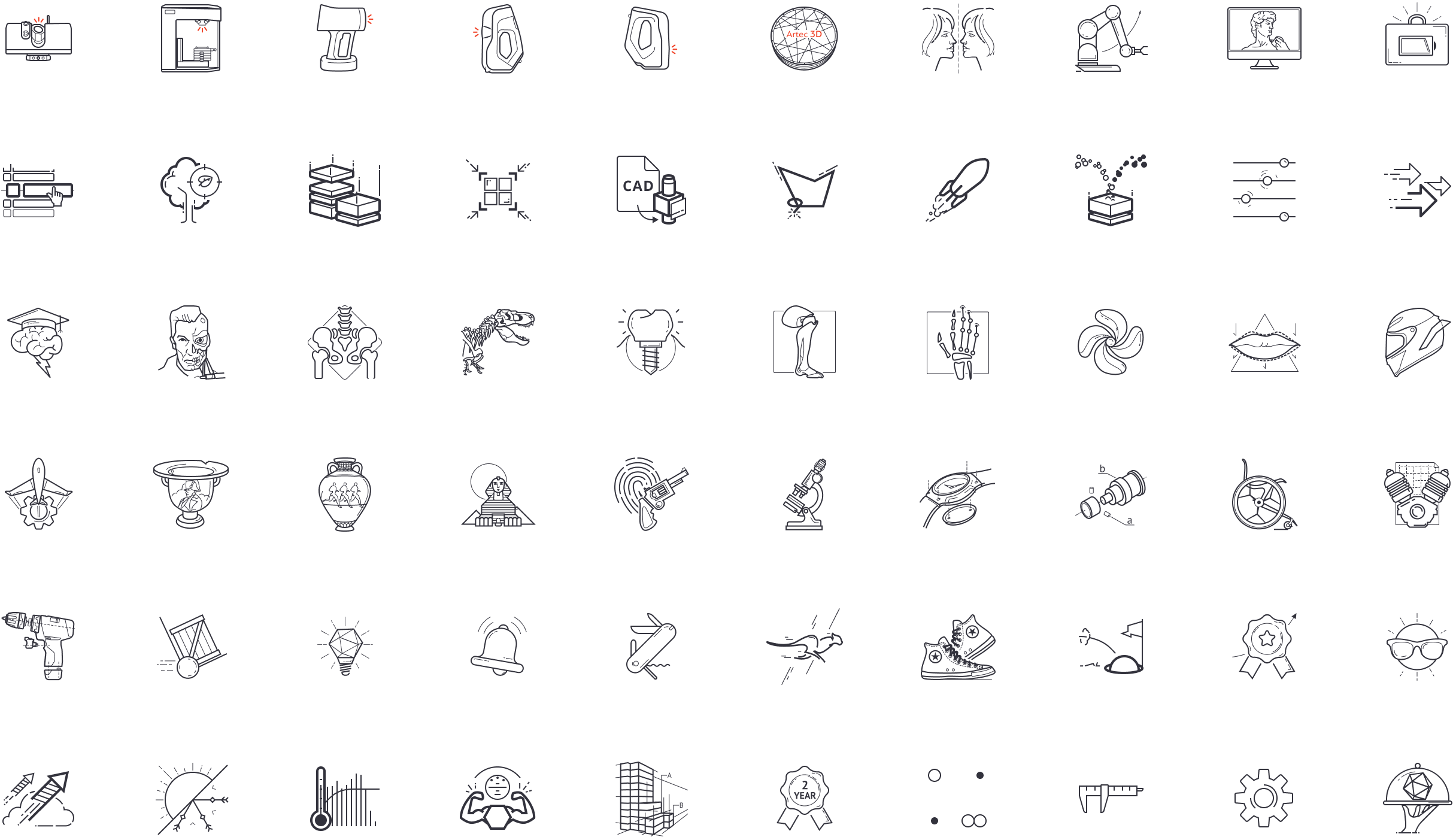 Artec 3D icons set